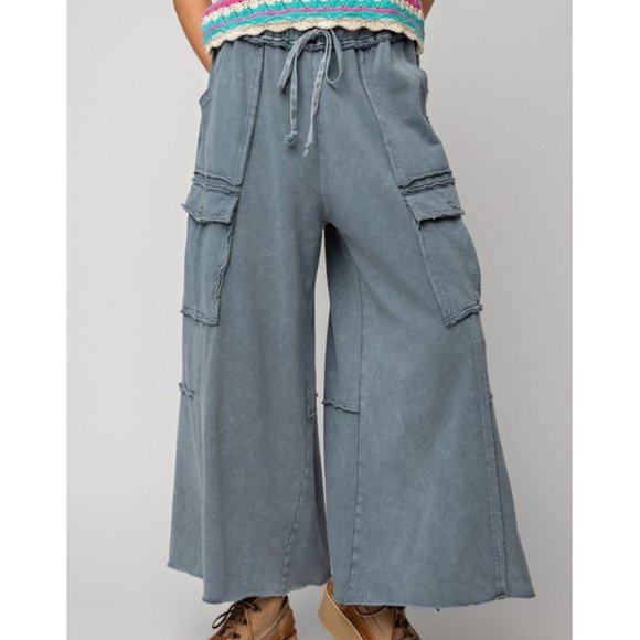 easel Pants - Easel Plus Size Faded Navy Utility Mineral Washed Cargo Pants